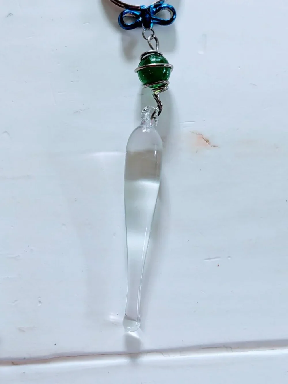 Set of 2 VTG Stained Glass Snowman Icicle Christmas Ornaments Suncatcher 9